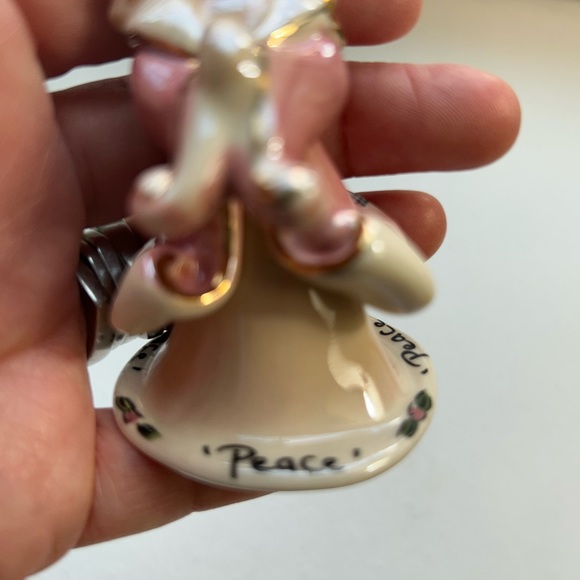 Vintage Blue Sky pottery pink/cream Peace angel  ornament Heather Goldminc - Picture 3 of 5